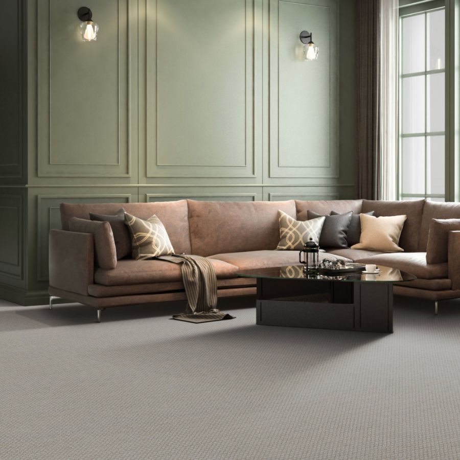 carpets in a Hannibal living room with sectional couch and green walls